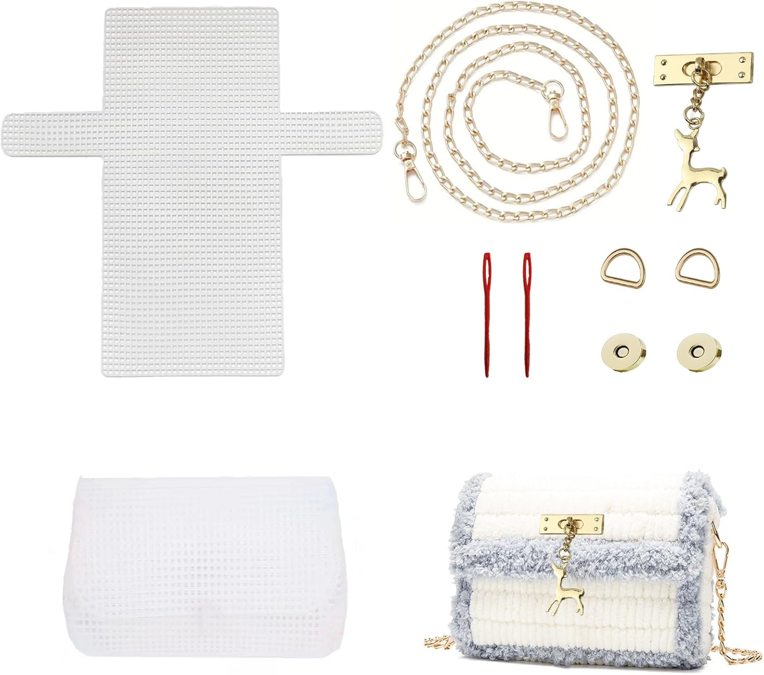 1 Set Blank Needlepoint Canvas Sheets, Hand- Knit Woven Bag Making Tool, DIY Plastic Mesh Canvas Sheet Knitting Kit for Handmade Yarn Knit Crochet Projects and DIY Sewing Bag