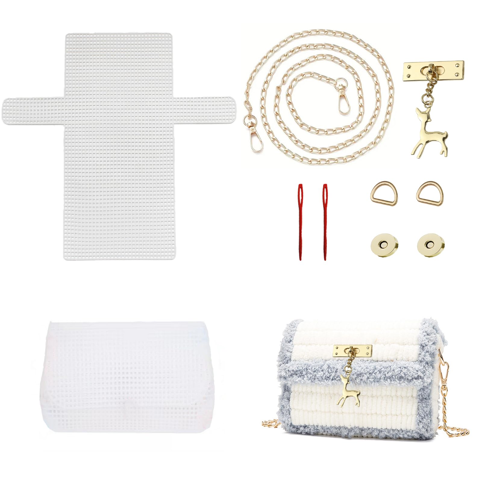 Photo 1 of 1 Set Blank Needlepoint Canvas Sheets, Hand- Knit Woven Bag Making Tool, DIY Plastic Mesh Canvas Sheet Knitting Kit for Handmade Yarn Knit Crochet Projects and DIY Sewing Bag