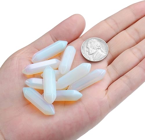 Miniatura 4 de Top Plaza Juego de 10 varillas de cristales curativos de ópalo pulido a granel, juego de varitas de cristales de ópalo real, puntos de piedras