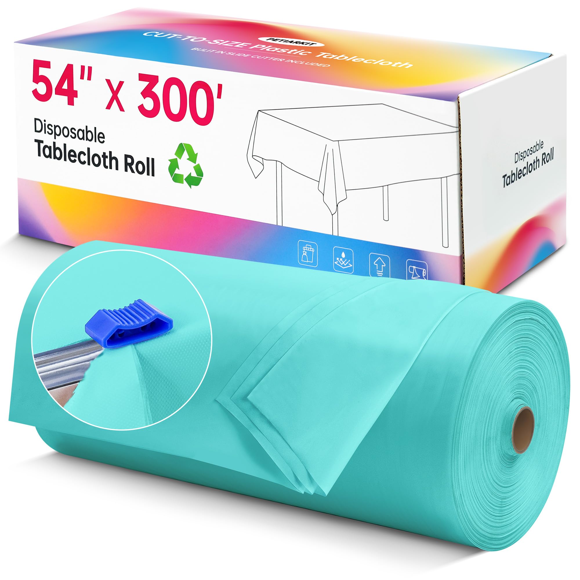 Plastic Table Cloth Disposable, 54In X 300Ft Table Cover Roll