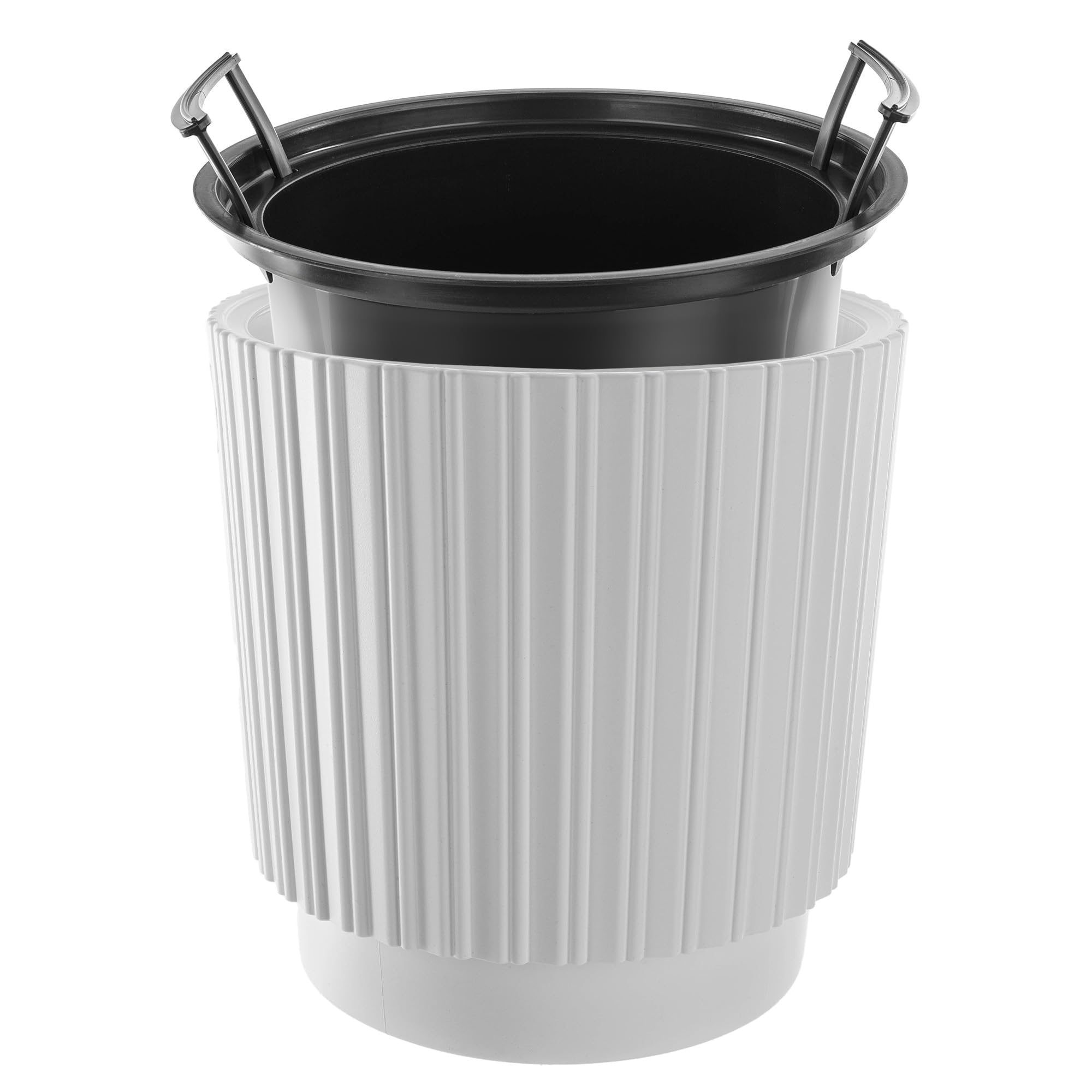 Pot De Fleurs Kadax Raivael 40 Cm Blanc | Avec Insert Intérieur | Plastique Recyclé Résistant | Intérieur Et Extérieur