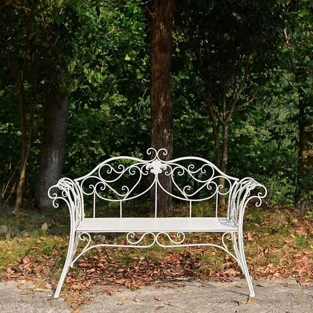 Garden Bench Outdoor Patio Bench Park Terrace Bench for Backyard and Front Porch(White)