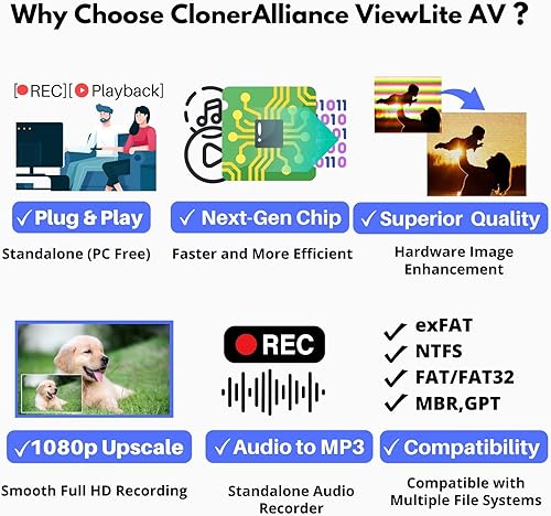 Miniatura 6 de ViewLite AV, convertidor portátil de audio y video analógico a digital MP4/MP3 con control remoto. Captura CVBS/S-Video/RCA/Compuesto. Caja de TV