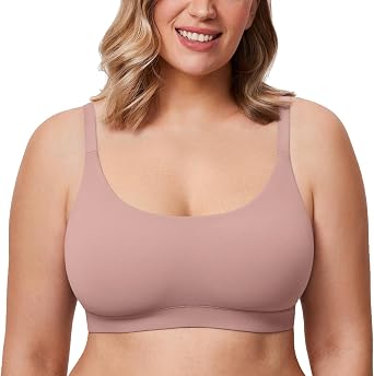 DELIMIRA Womens Natrelax Plus Size Wireless Bralette Scoop Neck - Full Coverage Seamless Tshirt Bras Unlined Comfort Bra