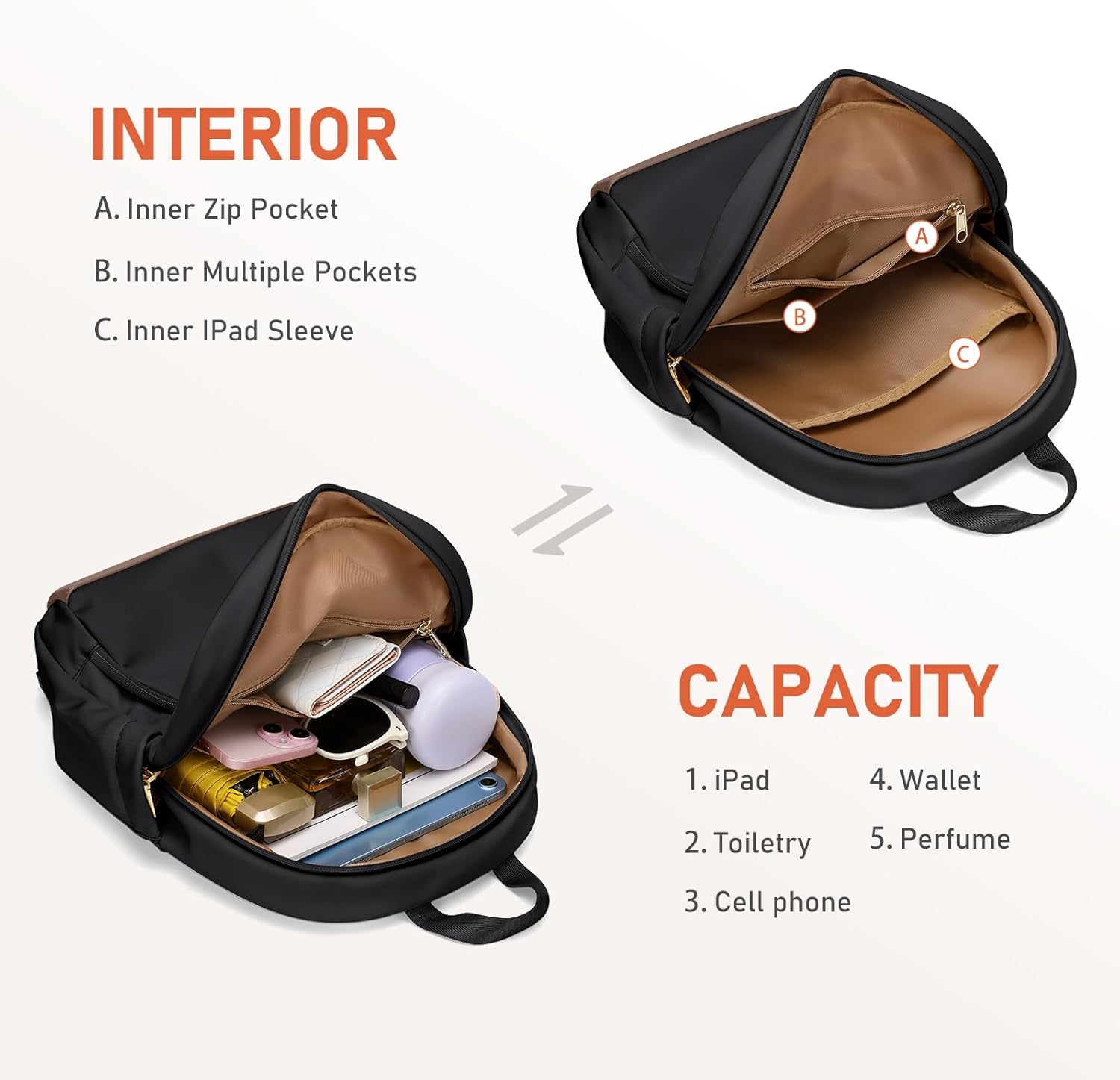 TENSTAR Mini Backpack for Women Stylish Convertible Back Pack Purse, Light Weight Daypack Purses Daily Backpack Cute Bookbag for College Travel, Black - Image 5