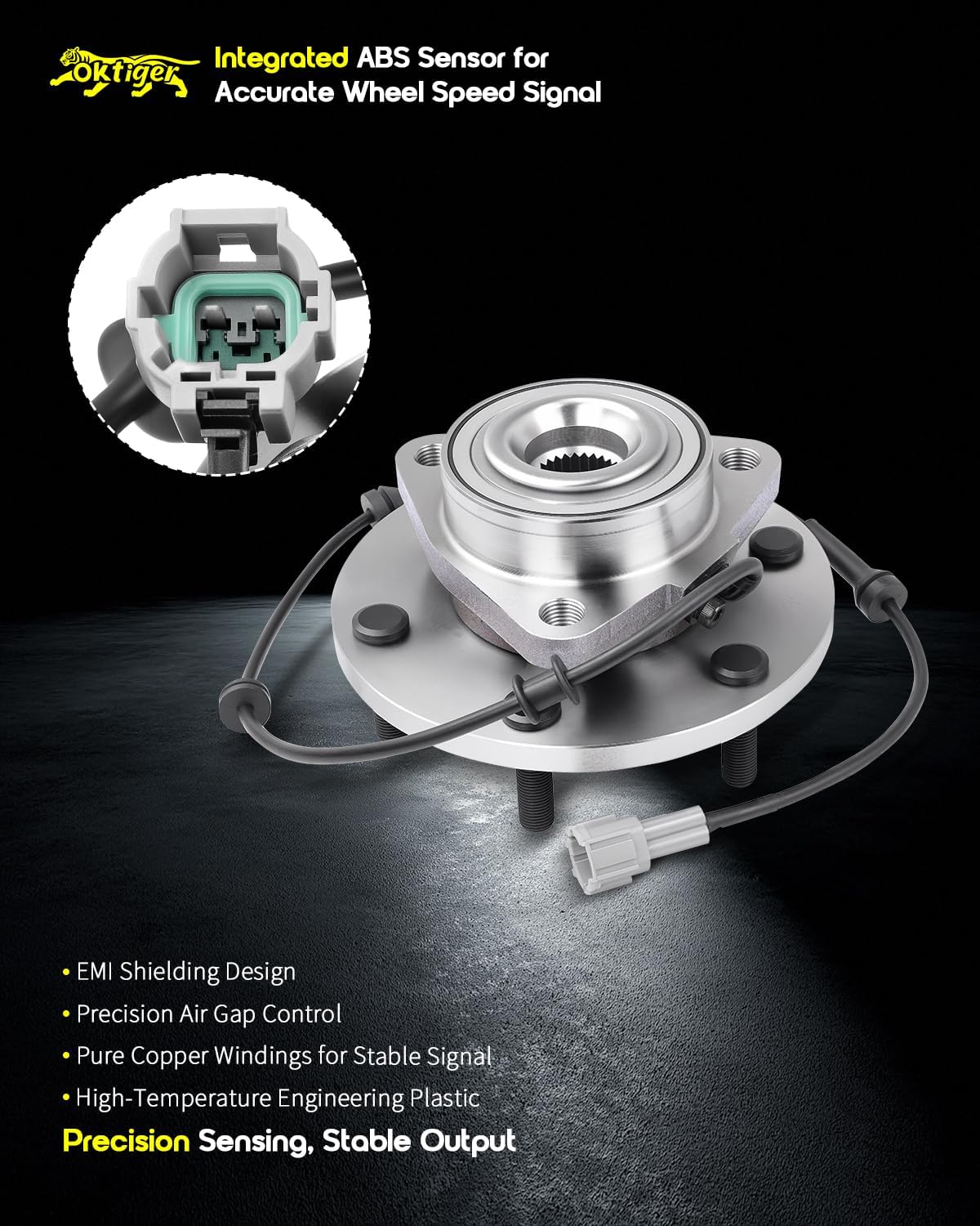 Oktiger 515125 Front Wheel Bearing Hub Assembly with ABS & 6-Lug Fit for Nissan Titan 2008 2009 2010 2011 2012 S Se Sl Sv Le Xe, Armada 2008-2012, for Infiniti QX56 Base 2008-2010, Only 4WD Set of 2