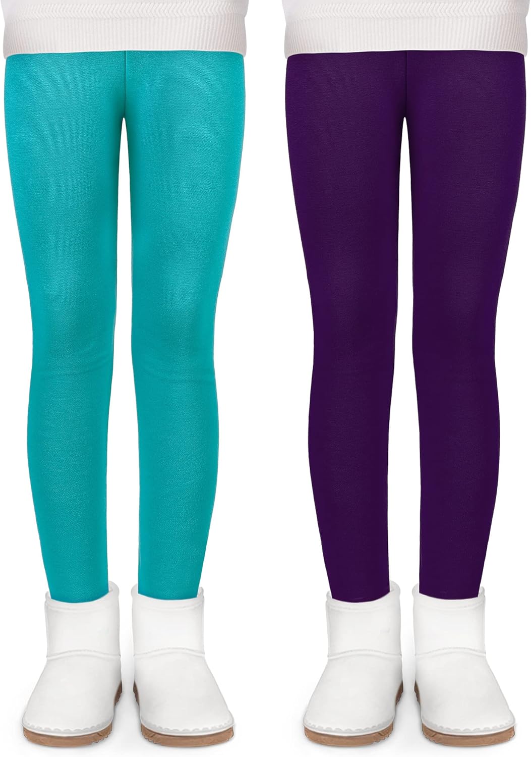 KEREDA Girls Fleece Lined Leggings Pack of 2 Winter Warm Pants Girls Clothes - Image 4