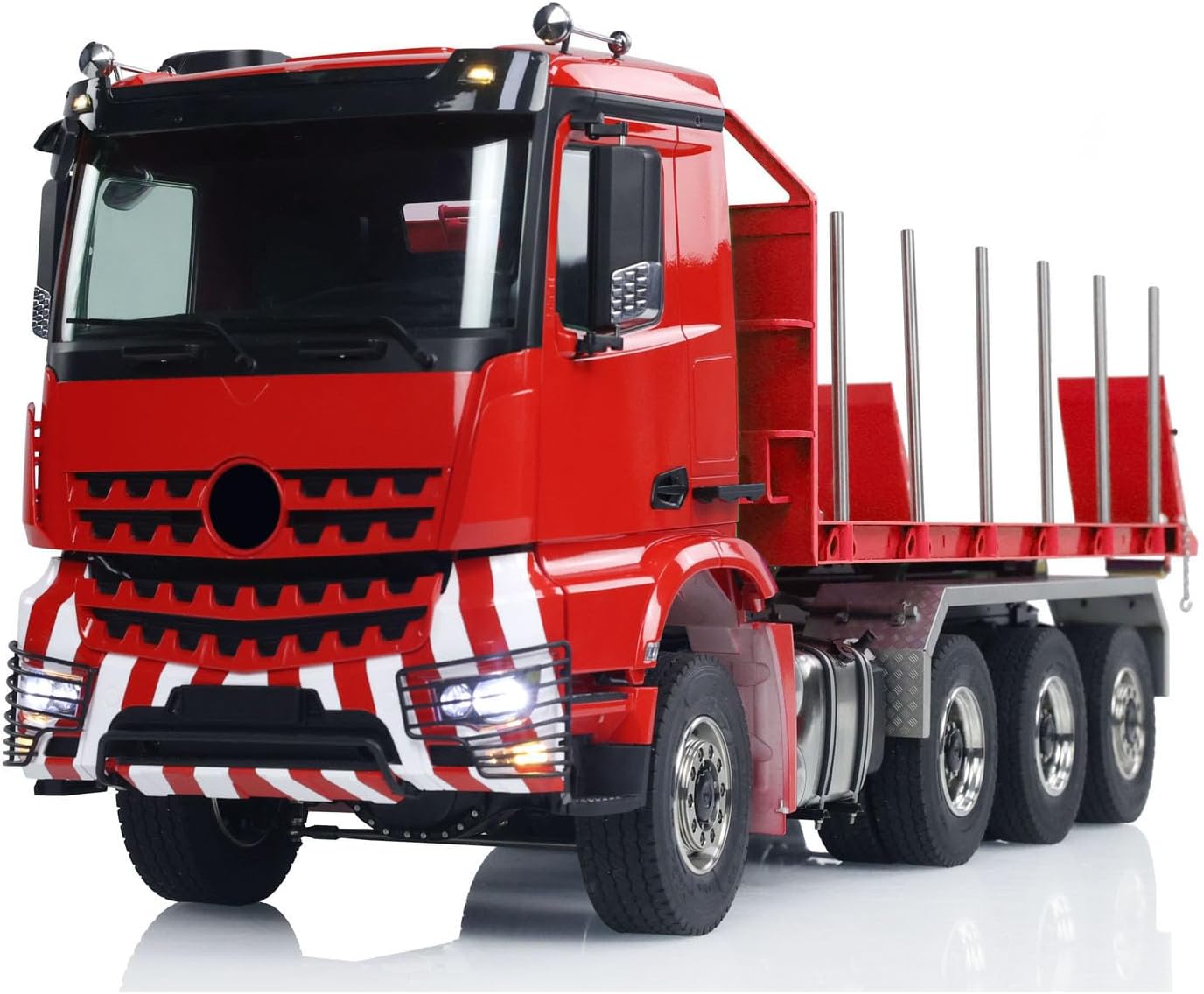 1/14 RC Hydraulic Full Dumper Truck 8X8 Roll On Off Timber Flatbed Truck Car Rear Axle Lifting Steering Light Sound I6S Radio Controller