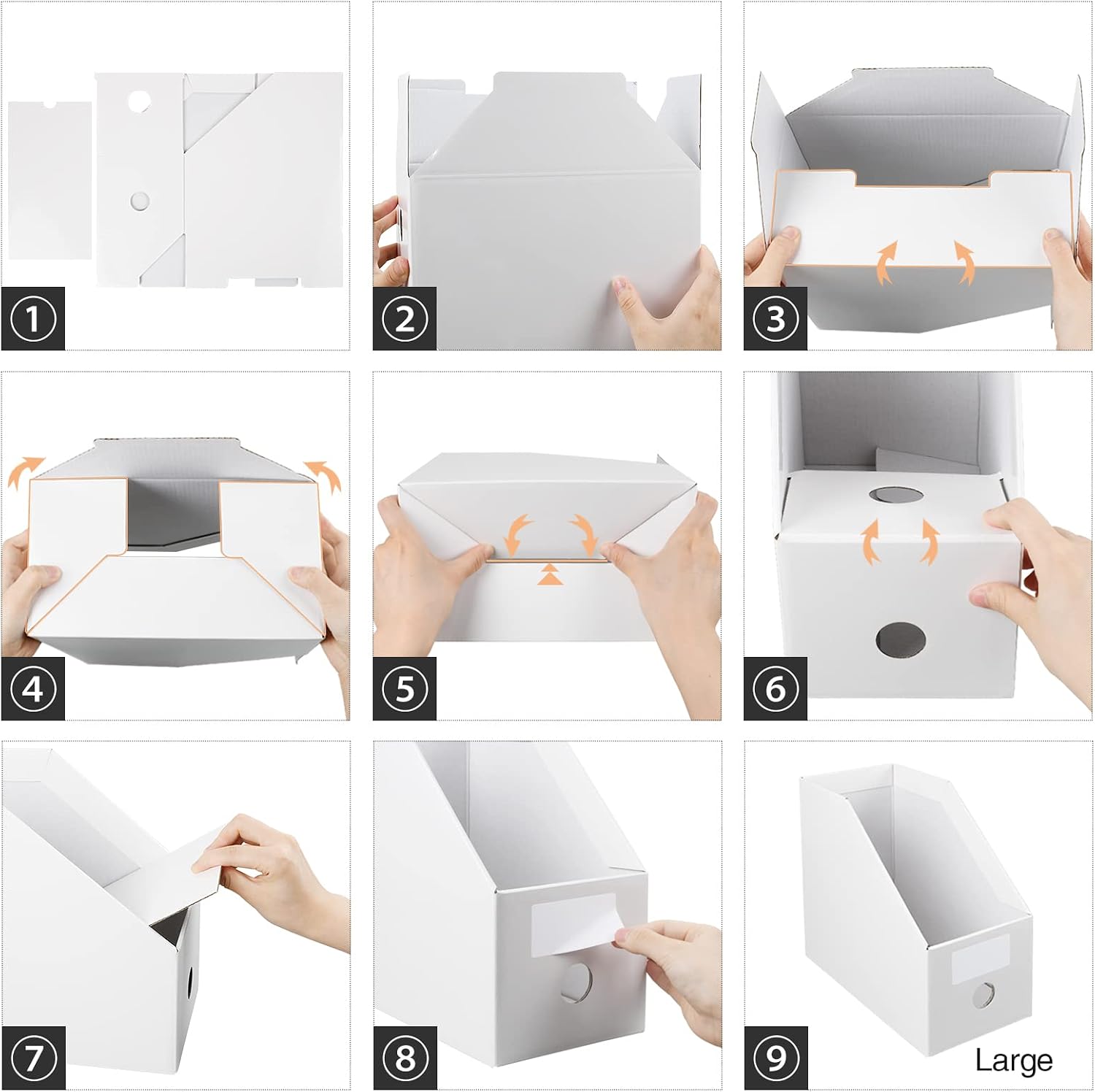 6 Pack Tunnkit Large-Sized Cardboard Magazine Holder with Labels, Thickened and Enlarged Magazine File Organizer, Suitable for Offices/Homes/Schools/Libraries, White (9.8" x 9.8"x 5.5")