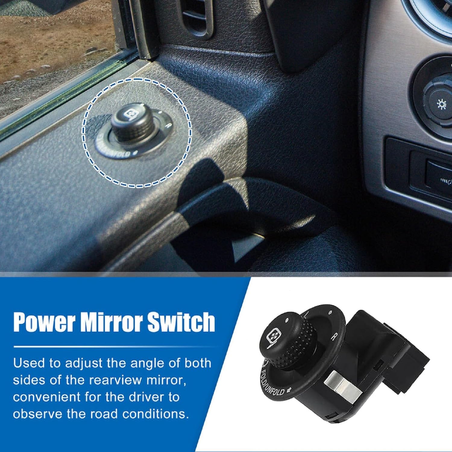Front Left Driver Side Power Mirror control Switch compatible with Ford E150 E250 E350 F150 F250 F350 E-150 E-250 E-350 F-150 F-250 F-350 Super Duty Expedition Fusion Mark LT 7L3Z-17B676-AA