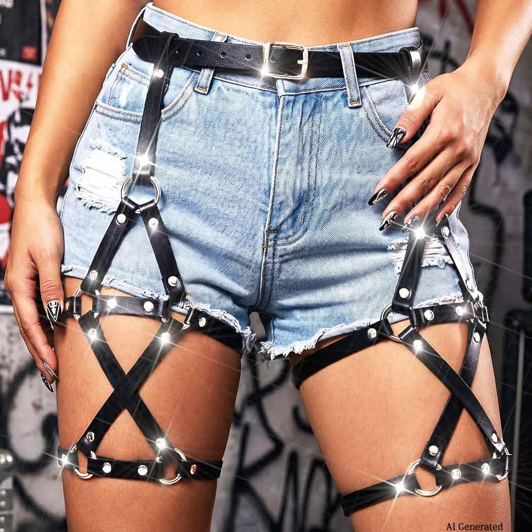 Leather Leg Harness Thigh Garter Belt Rave Fashion Body Accessories for Women