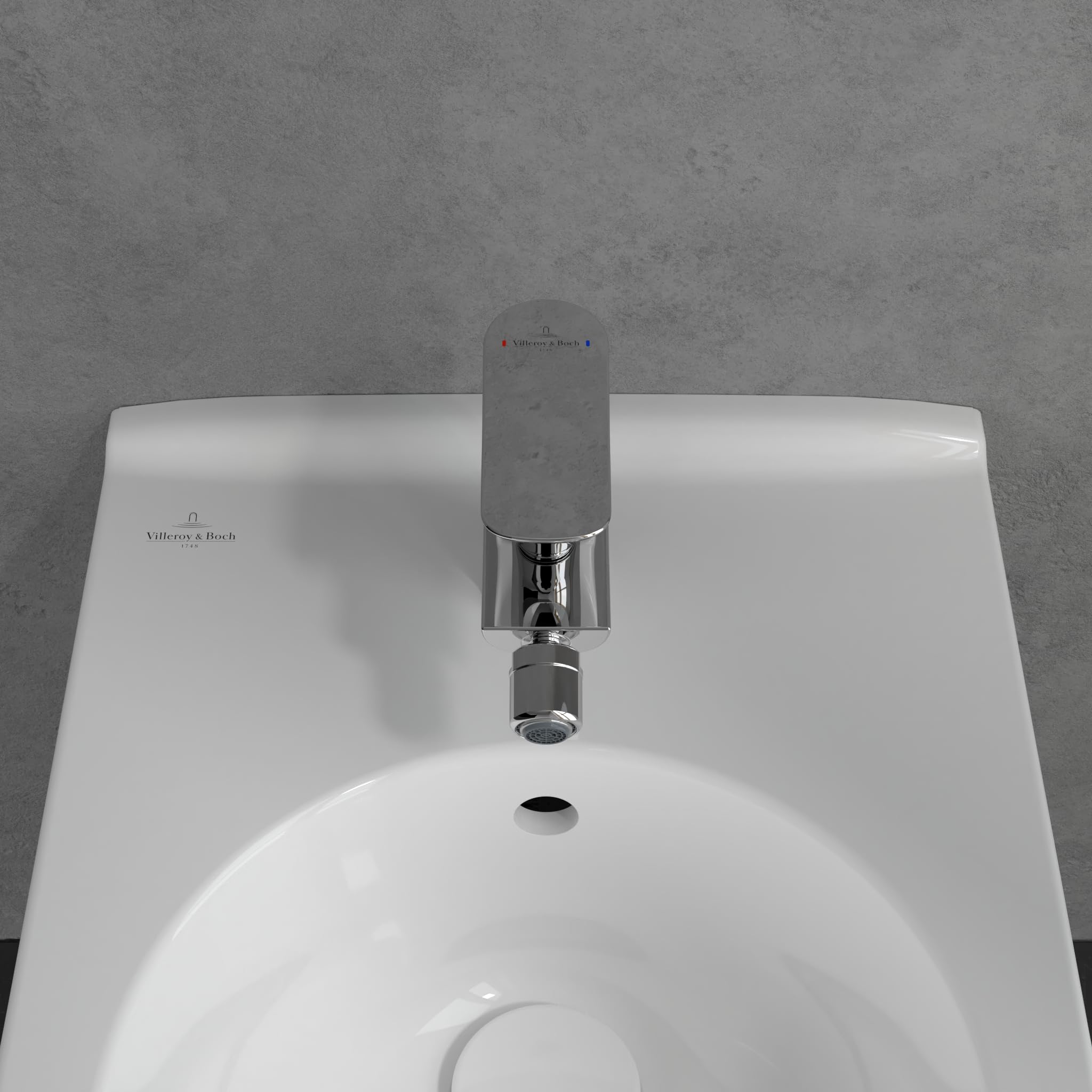 Villeroy & Boch O.novo jednouchwytowa bateria bidetowa, bateria bidetowa z drążkiem i ceramicznym wkładem, bateria bidetowa oszczędzająca wodę, wysokość wylotu 75 mm, okrągła, chrom