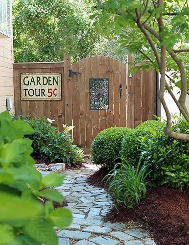 Miniatura 4 de Letrero de metal para jardinería al aire libre, Garden Tours 5 Cents, letrero de bienvenida retro de colibrí, letrero de flores decorativas, lindos