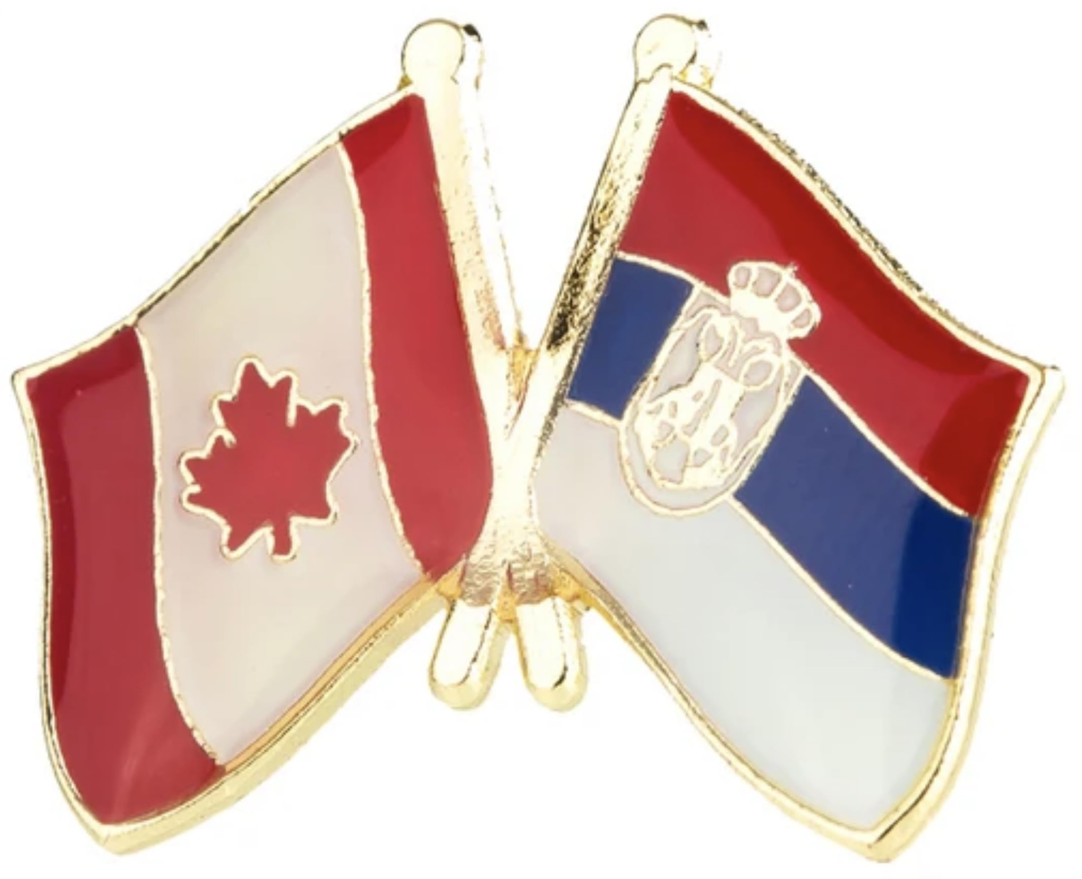 Canada Canadian National Flag Crossed Flags Friendship Love Alliance Allies 1" Enamel Pin