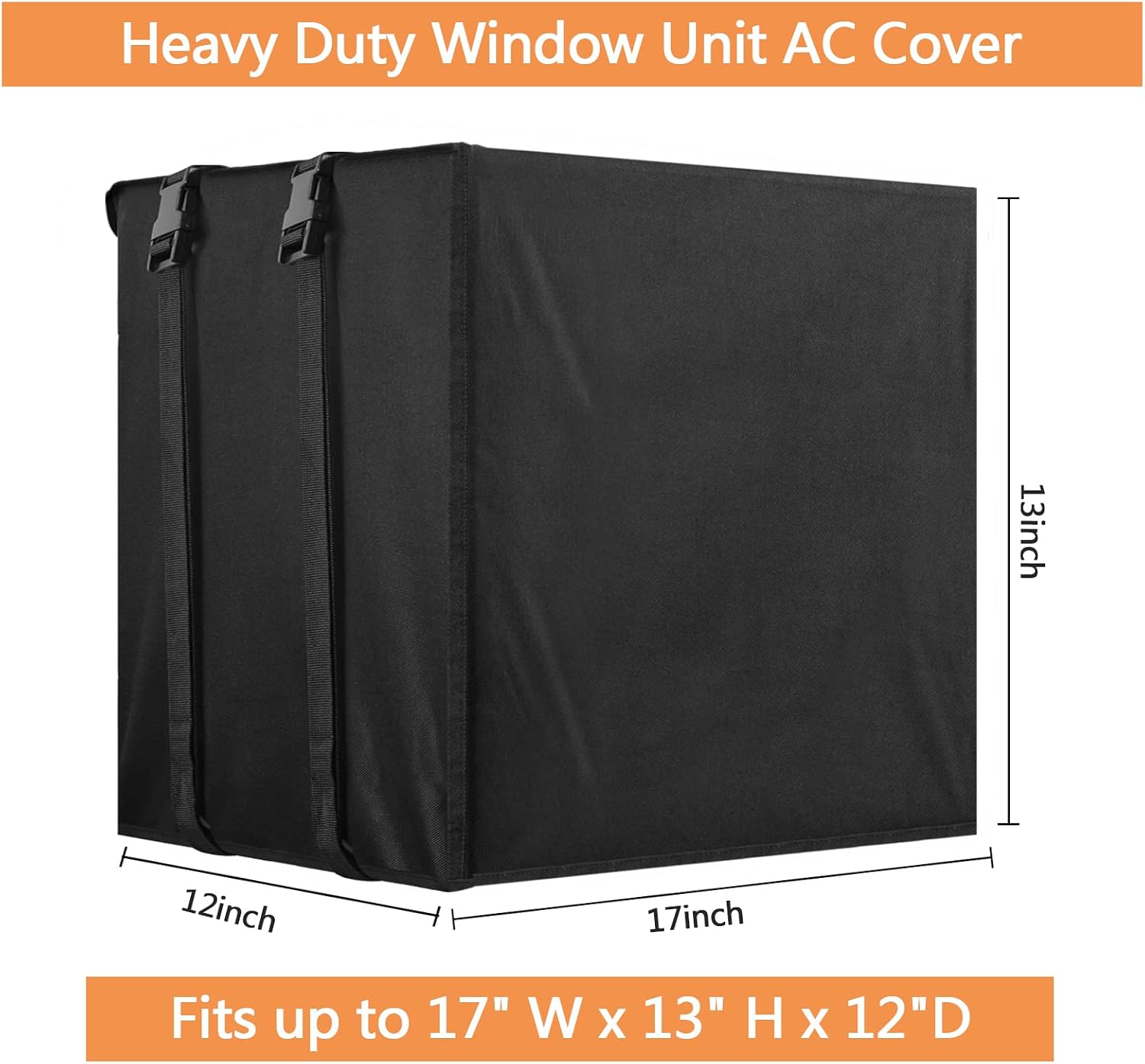 Sunolga Air Conditioner Covers for Window Units, Window Air Conditioner Cover with Water Resistant and Windproof Design - 17W x 13H x 12D Inches, Black