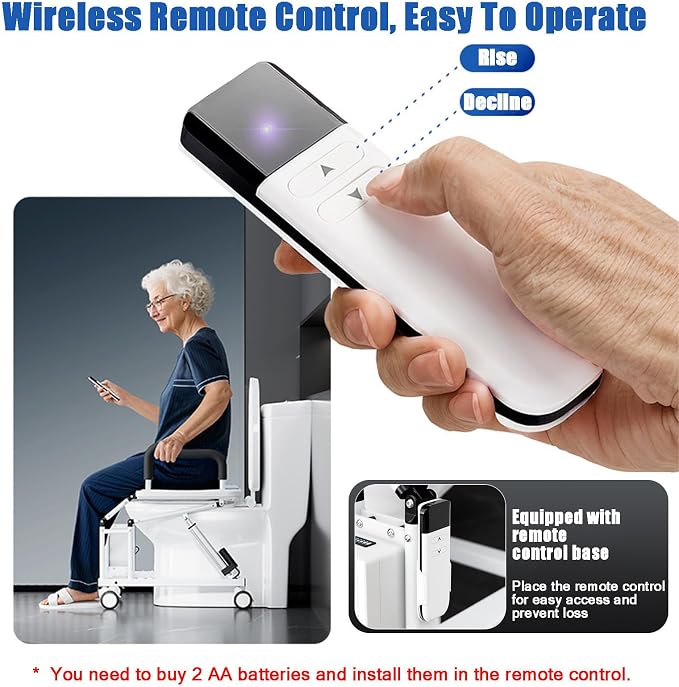 Elevador Eléctrico para Asiento de Inodoro con Apoyabrazos Antideslizantes y Ruedas Universales 360° con Manijas, Ángulo Ergo 29°, Control Automático para Adultos Mayores miniatura 6