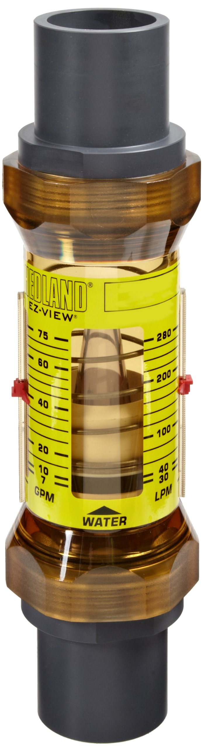 Hedland H628-628-R EZ-View Flowmeter With Sensor, Polyphenylsulfone, For Use With Water, 4.0 - 28 gpm Flow Range, 1" Socket Weld