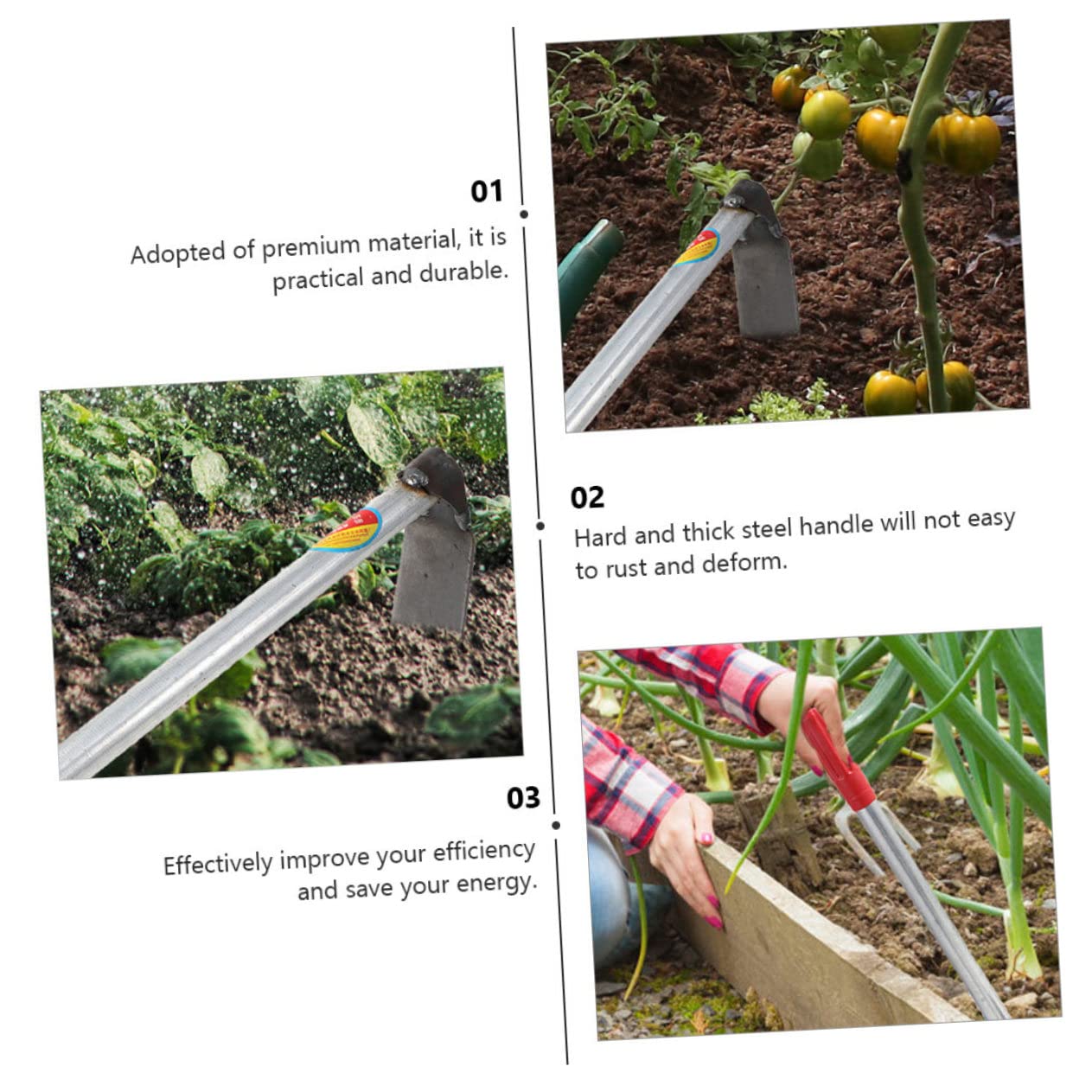 VANZACK 2 Pièces Sarcloir de Jardinage, Houe à Planter en Acier Inoxydable, Manche Épais et Résistant, pour Ameublir le Sol au Jardin et Bonsaï