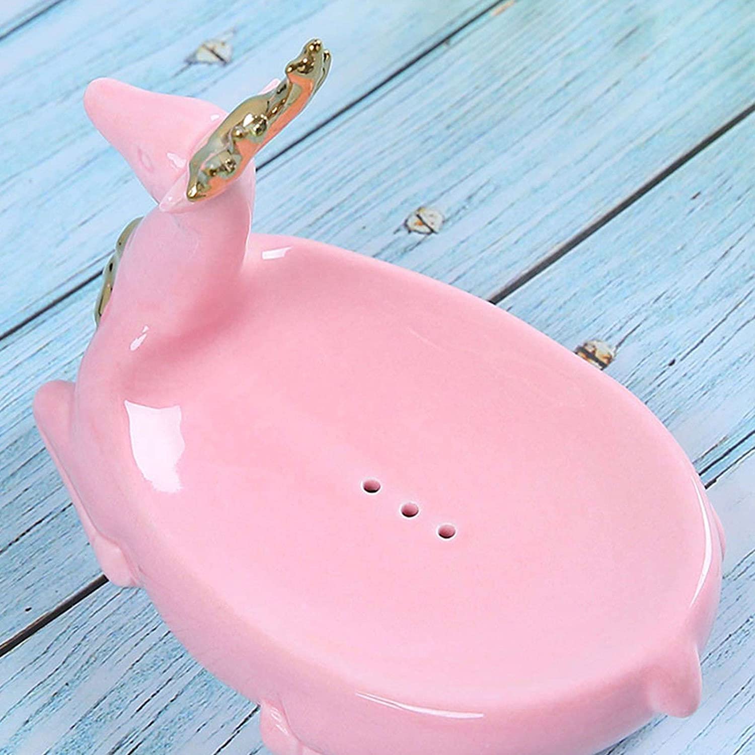 MAYABI jabonera jabonera de Ceramica Ceramic Soap Holder, Drain Soap Dishes, Soap Tray, For Bathroom Kitchen-Pink-Swan (Color : Roze, Size : Swan)