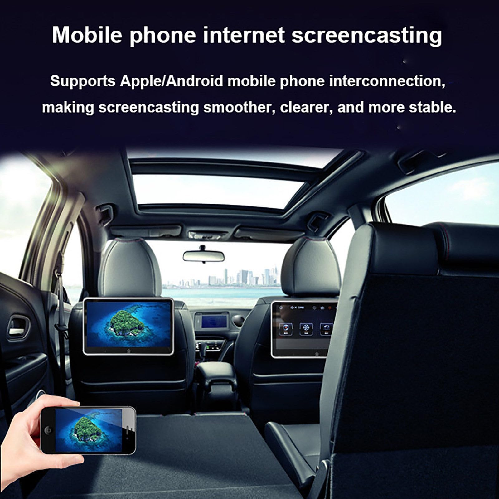 Moniteur D'appui-tête-8/10,1/11,6 Pouces | Écran de divertissement for siège arrière, lecteur MP5 de voiture, Compatible avec casque(8″)