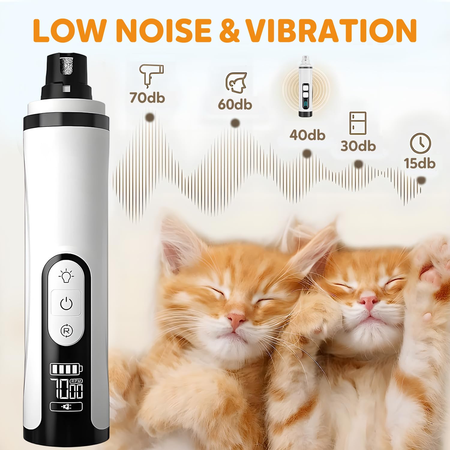 2026 New Silent Pet Nail Grinder, Rechargeable Dog Nail Grinder, Portable Electric Pet Nail Trimmer for Cats, Dogs and Other Animals - image 6