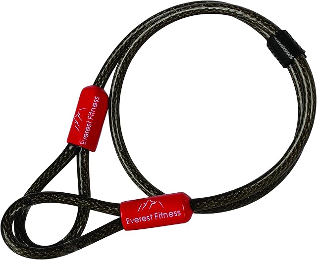 EVEREST FITNESS Heavy Duty Bike Lock with Cable for Security - 76cm x 6mm - Universal Anti Theft Steel Bicycle Loop Cable for Protection