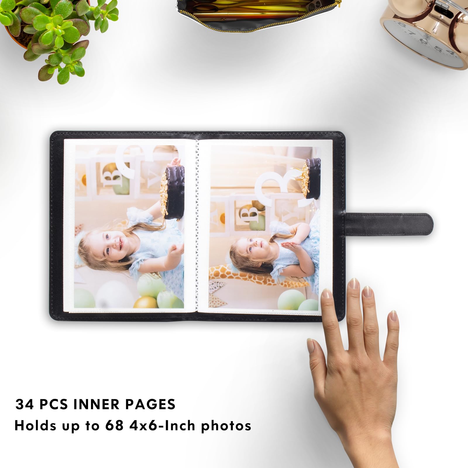 Album Fotografico Con Copertina In Pelle Vegana – Formato 10x15, 52 Foto – Tasche In PP Trasparenti, Motivo Floreale - 5