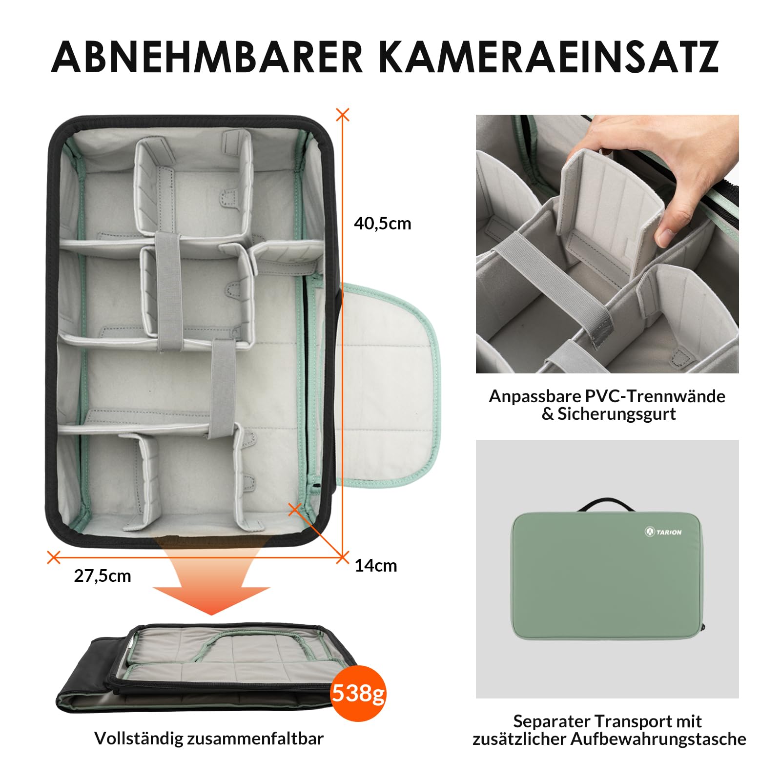 TARION Großer Kamerarucksack für Fotografen, DSLR, wasserdichte Kameratasche