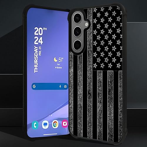 Vista 44 de Funda compatible con Samsung Galaxy S23 Ultra, diseño gráfico de bandera estadounidense en blanco y negro, acrílico, a prueba de golpes