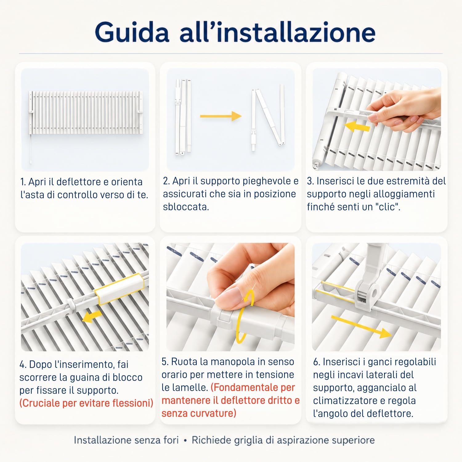 Deflettore Condizionatore Regolabile 90cm con Alette in Alluminio | Deviatore Aria Condizionatore Regolabile, Anti Soffiaggio Diretto per Casa Ufficio Camera, Senza Fori, Split 70-100cm