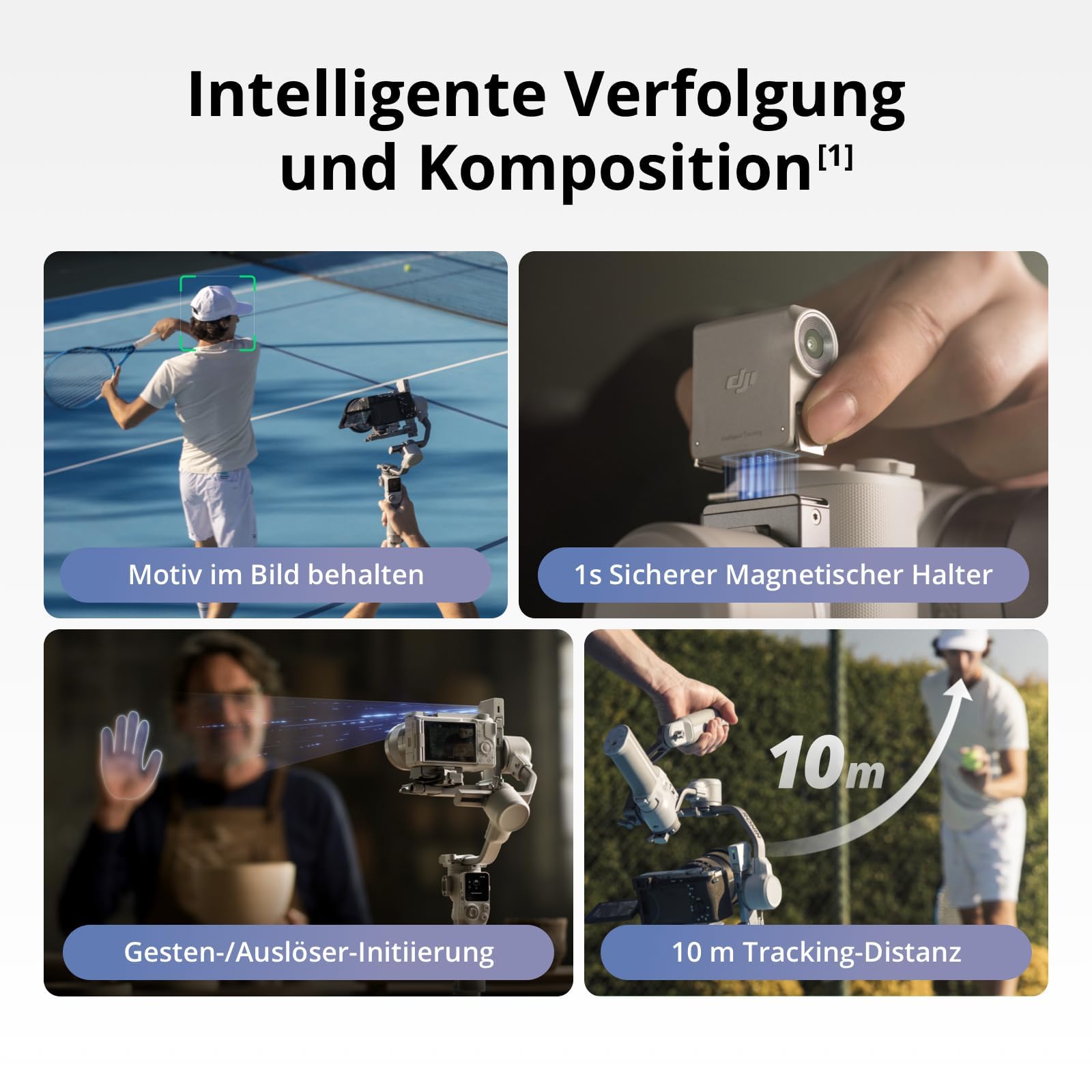 DJI RS 4 Mini, Gimbal-Stabilisator für Kamera Canon/Sony/Panasonic/Nikon/Fujifilm, Auto-Achsenverriegelungen, 2 kg/4,4 lbs Traglast, Intelligente Verfolgung, Kamera-Gimbal, Native vertikale Aufnahmen