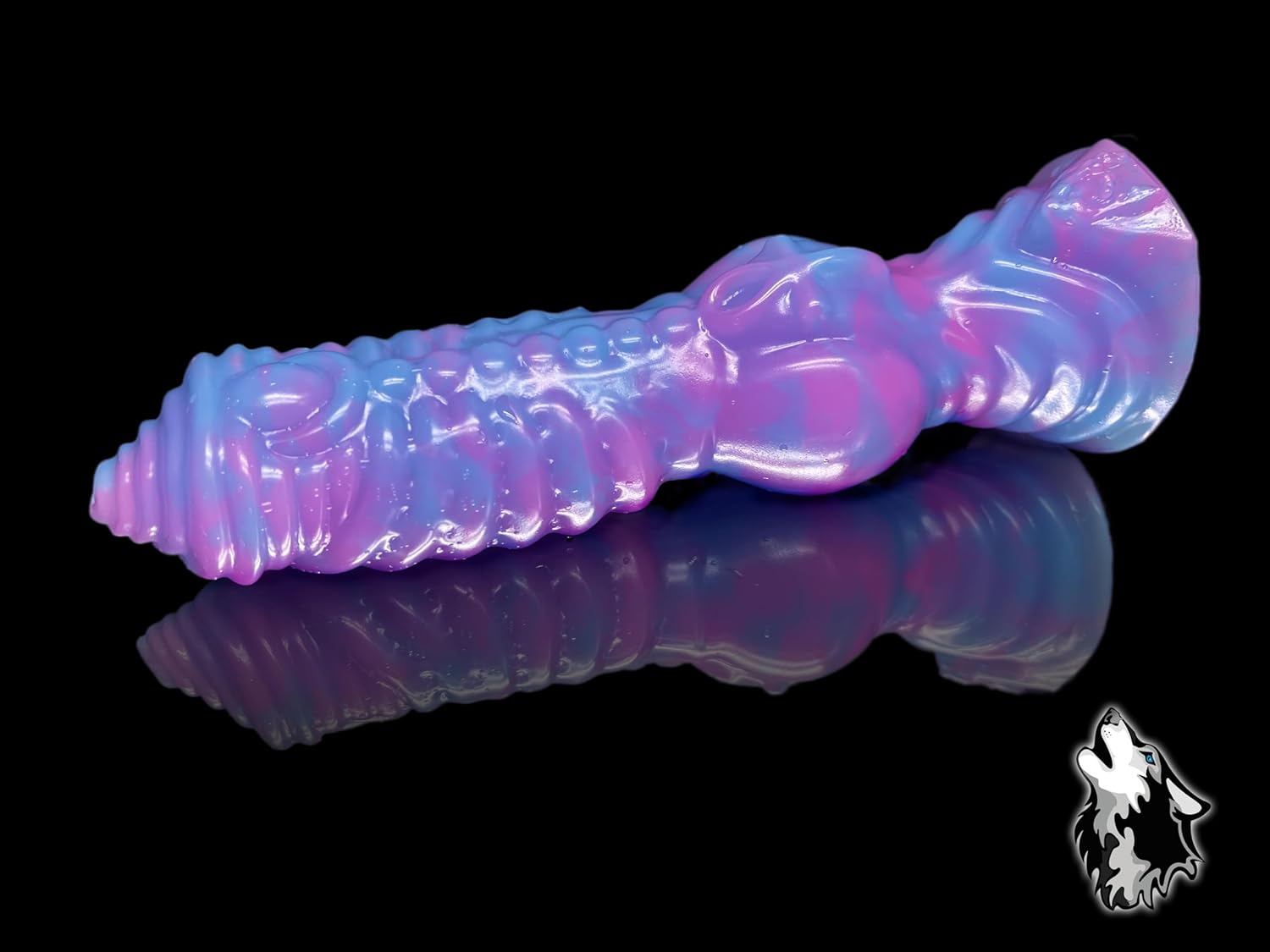 FlirtyDawg Fantasy Dildo Knotted Anubis Color Pink & Blue Platinum Silicone Monster Alien Adult Anal Sex Toys-Handmade in USA (8 inch)
