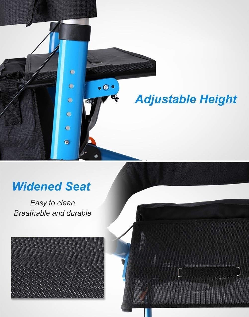 Andador Con Ruedas Plegable Andador Con Ruedas Andador Para Personas Mayores Para Interiores Y Exteriores Para Todo Terreno Andador Ligero De Altura Ajustable Con Asiento Andador Con Capacidad De Car
