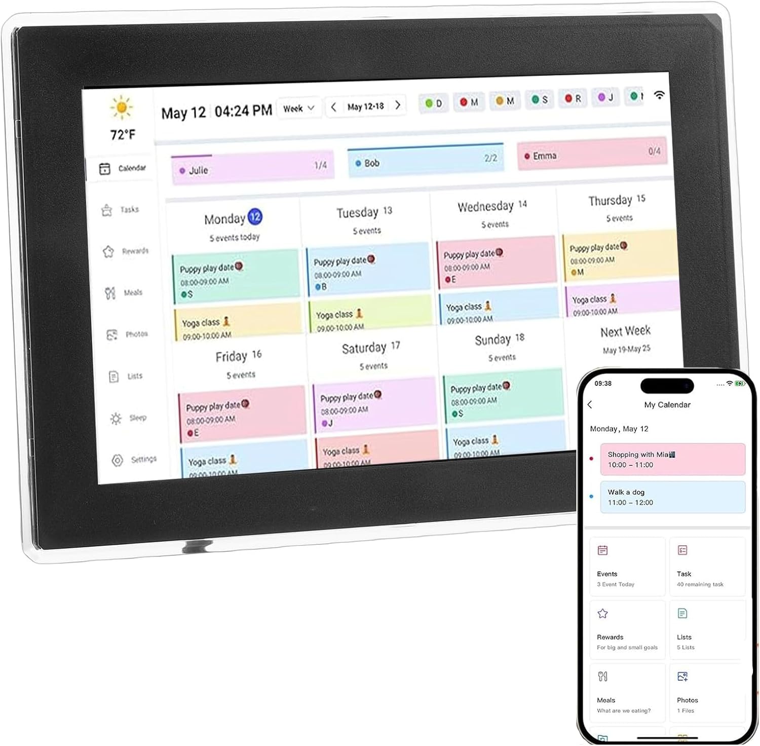 LICAEVEY Smart Digital Calendar, 10.1 Inch HD Touchscreen, WiFi Interactive Display with Task and Reward System, 32GB for Family Schedule and Chore Planning (US Plug)