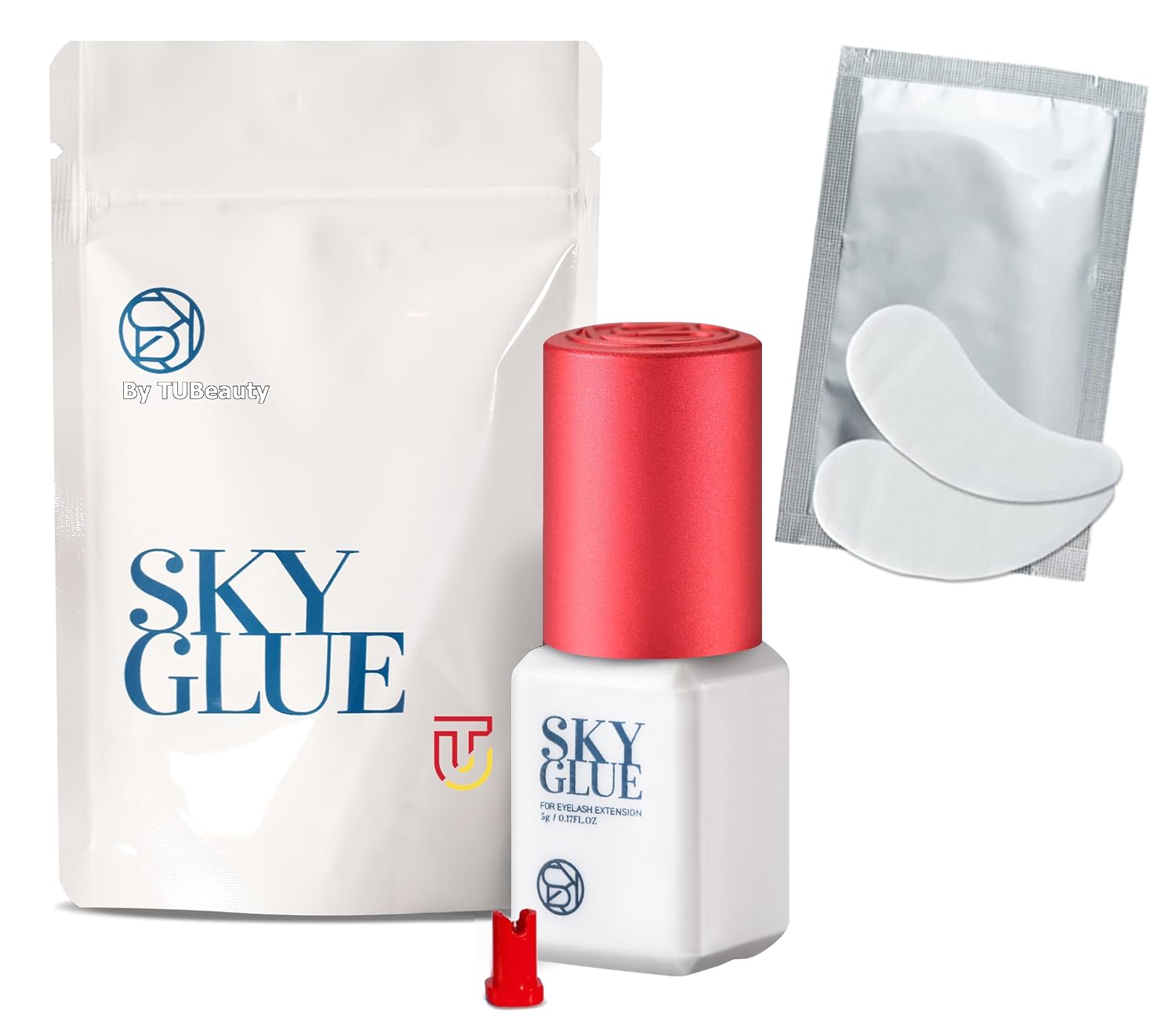 2 Bottles Sky Glue S+ for Eyelash Extension 5ml - Powerful Strong Professional Black Bonding Adhesive for Lash Extensions / 1-2s Fast Drying / 6-8 Weeks Lasting time TUBeauty