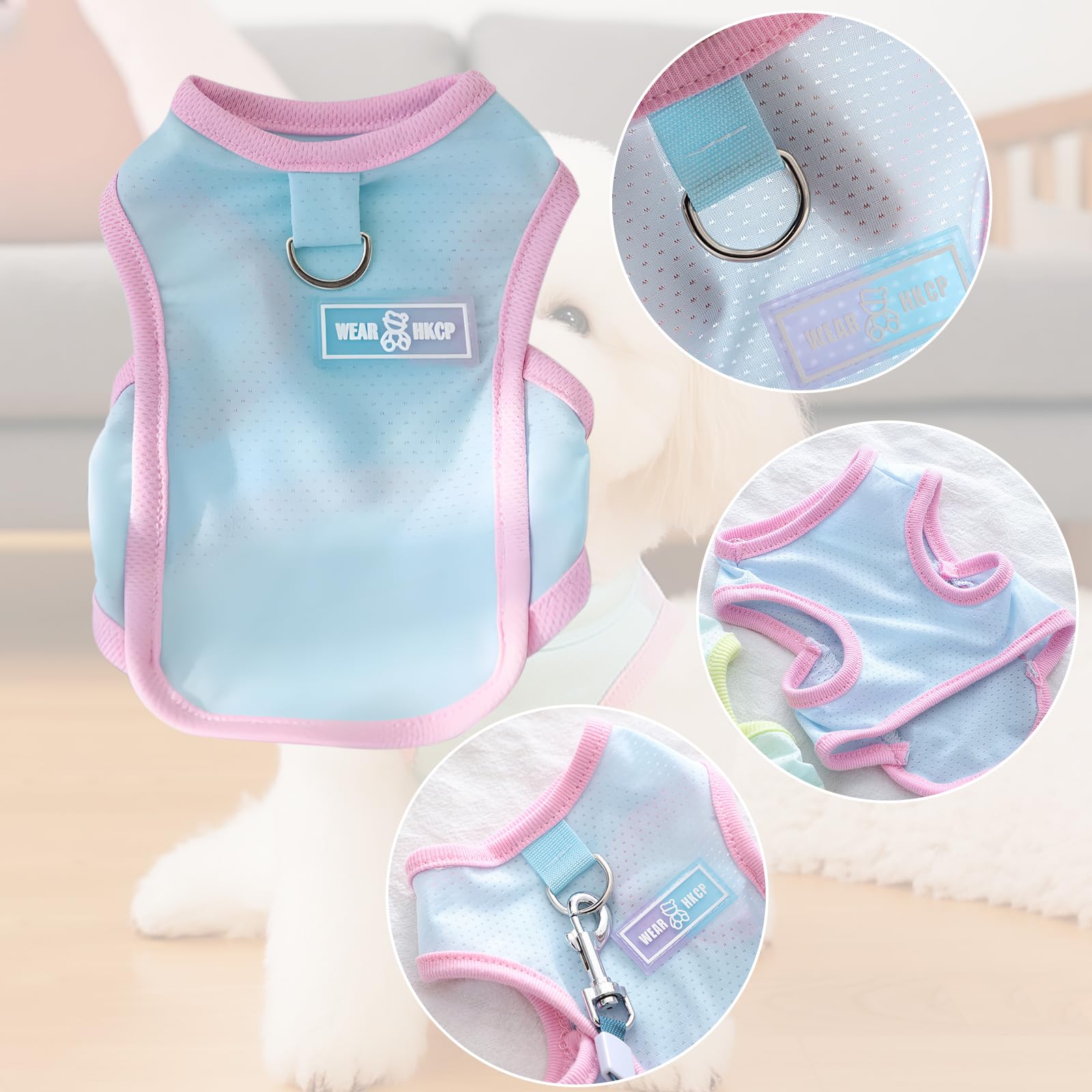 Dog Cooling Vest Instant Breathable Ice Silk Summer Clothes Canine Cooling Gear with Adjustable Straps for Dogs Cats Quick Dry Puppy T-Shirt for Hiking Summer Outdoor (Blue - Image 3