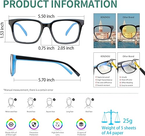 Miniatura 3 de K KENZHOU Blue Light Blocking Computer Glasses Decrease Eye Eyestrain Unisex(WomenMen) Glasses Reading Gaming Glasses