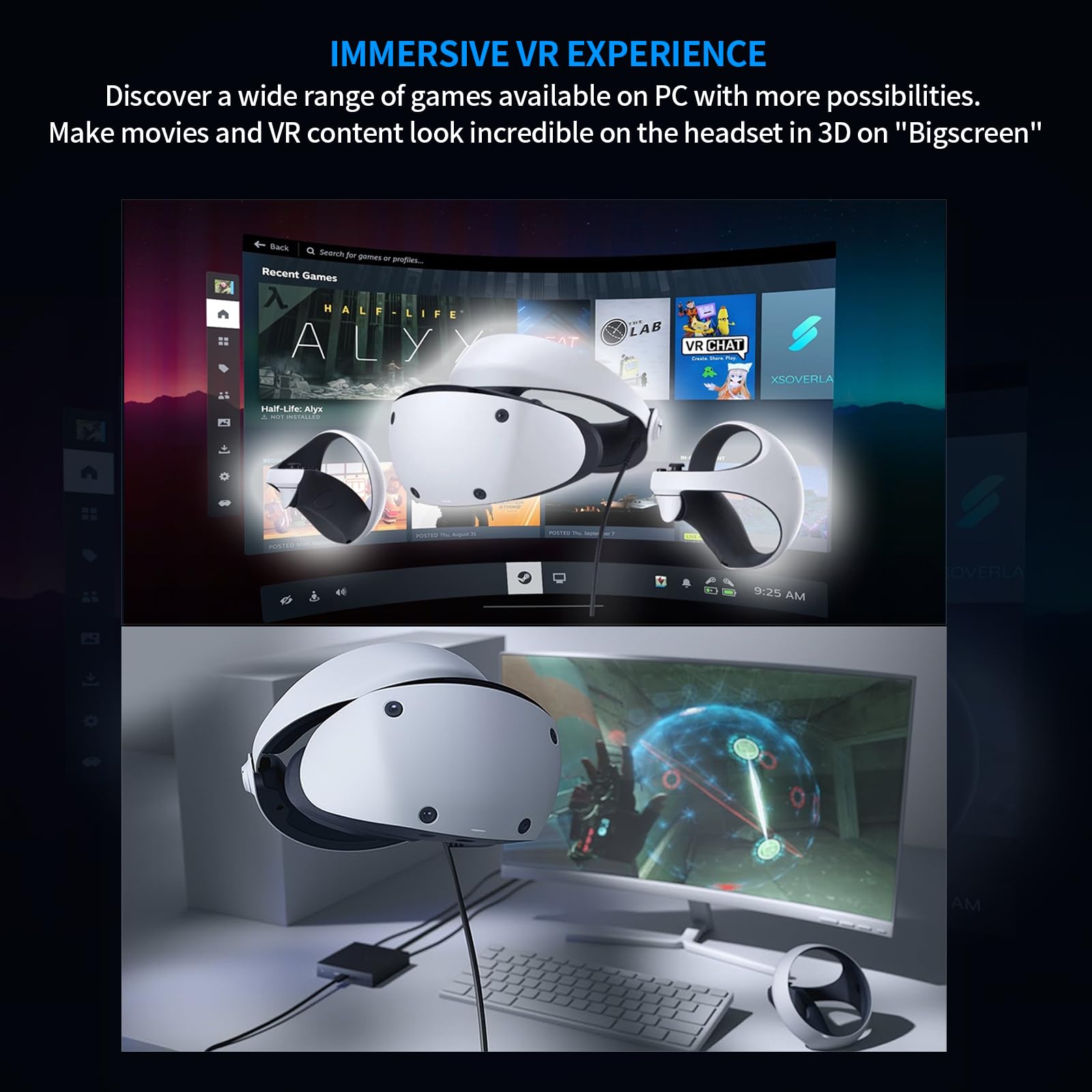 Rzkipdy Adattatore PC PSVR2 - Kit di accessori PSVR 2 - Espandi la libreria di giochi da giocare sul tuo PS VR2