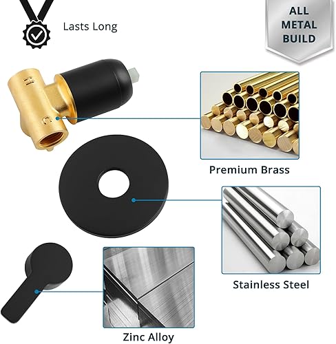 Vista 3 de Manija de válvula de ducha, kit de válvula mezcladora de baño, válvulas de control de ducha de montaje en pared, rugosa, redonda de 1 vía de función