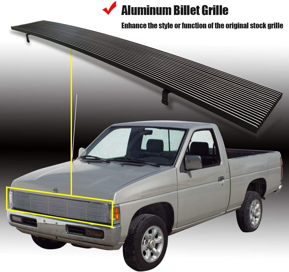 AM&PM Aluminum Billet Grille Insert Compatible with 1986-1997 Nissan Pickup Phantom Grill Chrome