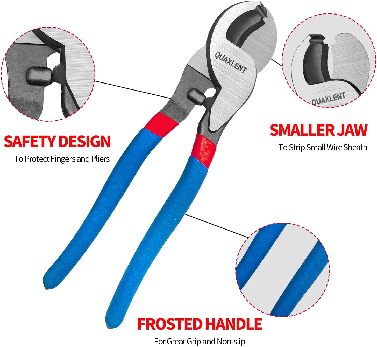 10 Inch Large Cable Cutter Heavy Duty High Leverage Big Wire Cutting Plier Tool for 4/0 Aluminum 2/0 Soft Copper and 100PR 24AWG Comm Cable, Blue