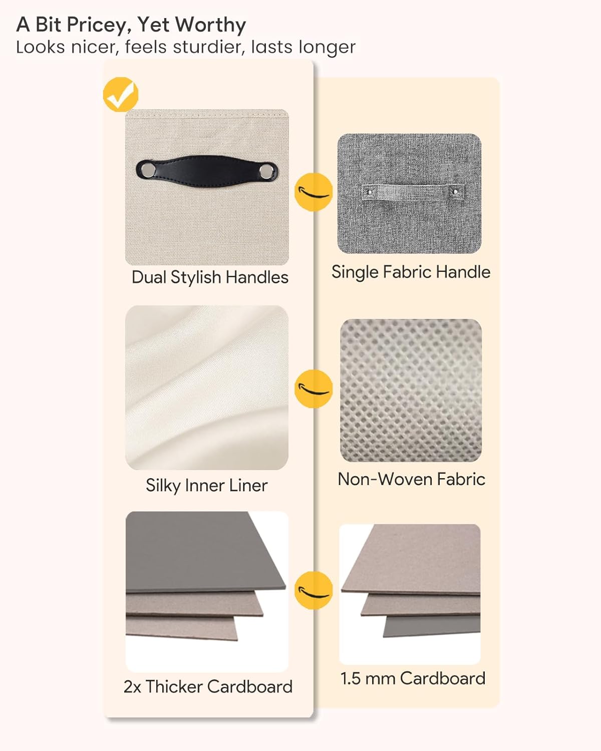 Storage Cube Bins | 7.7 oz/yd² Fabric Cubby Organizer Baskets for Shelf, Closet, Cabinet, Wardrobe | KALLAX Shelving Unit Insert Drawer | 4 Pack, Beige, 13x15x13 Inch