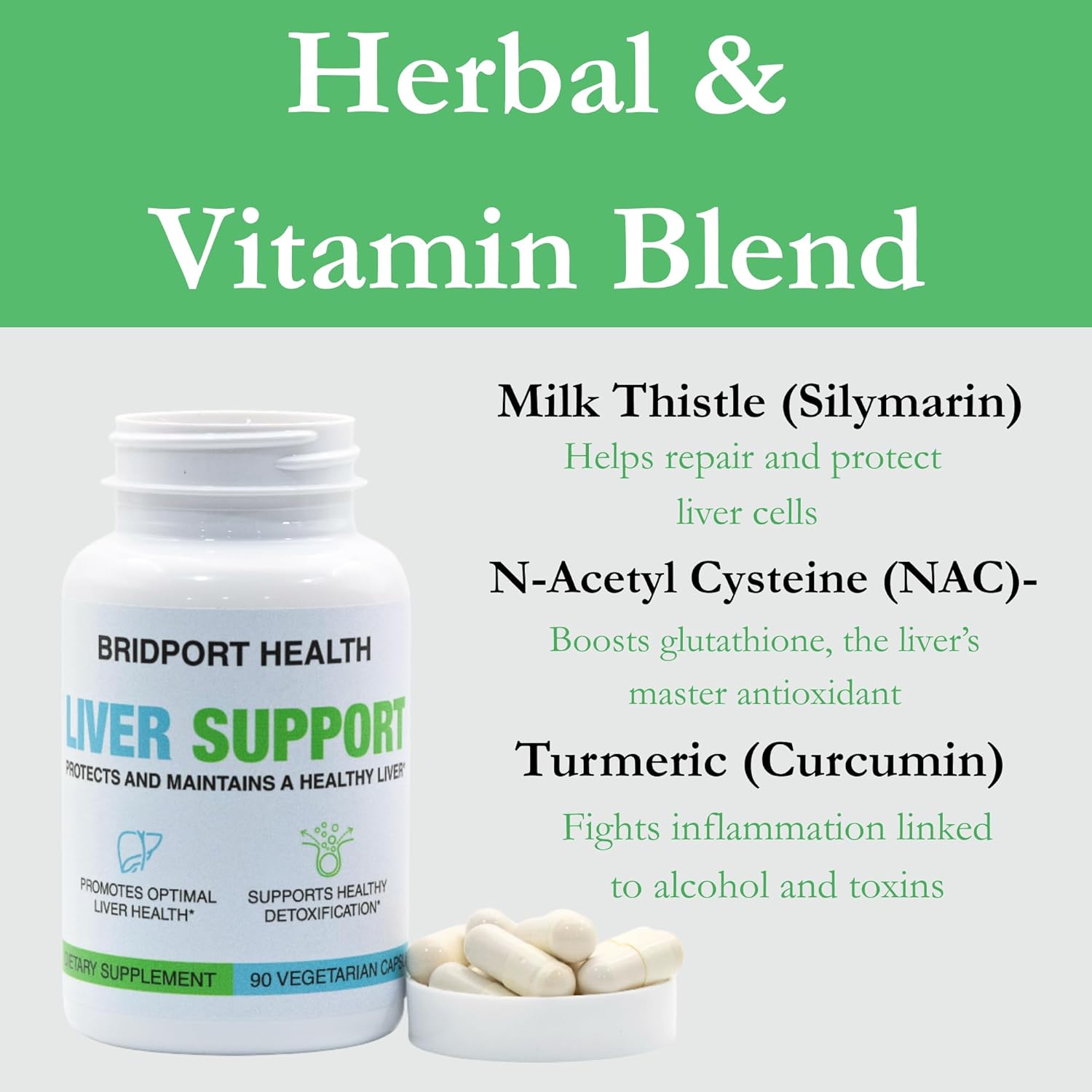 Liver Support Supplement with Milk Thistle, Probiotics & Turmeric - Liver Health Complex with Glutathione, Alpha Lipoic Acid & Dandelion - Digestive & Gut Health Support - 90 Capsules