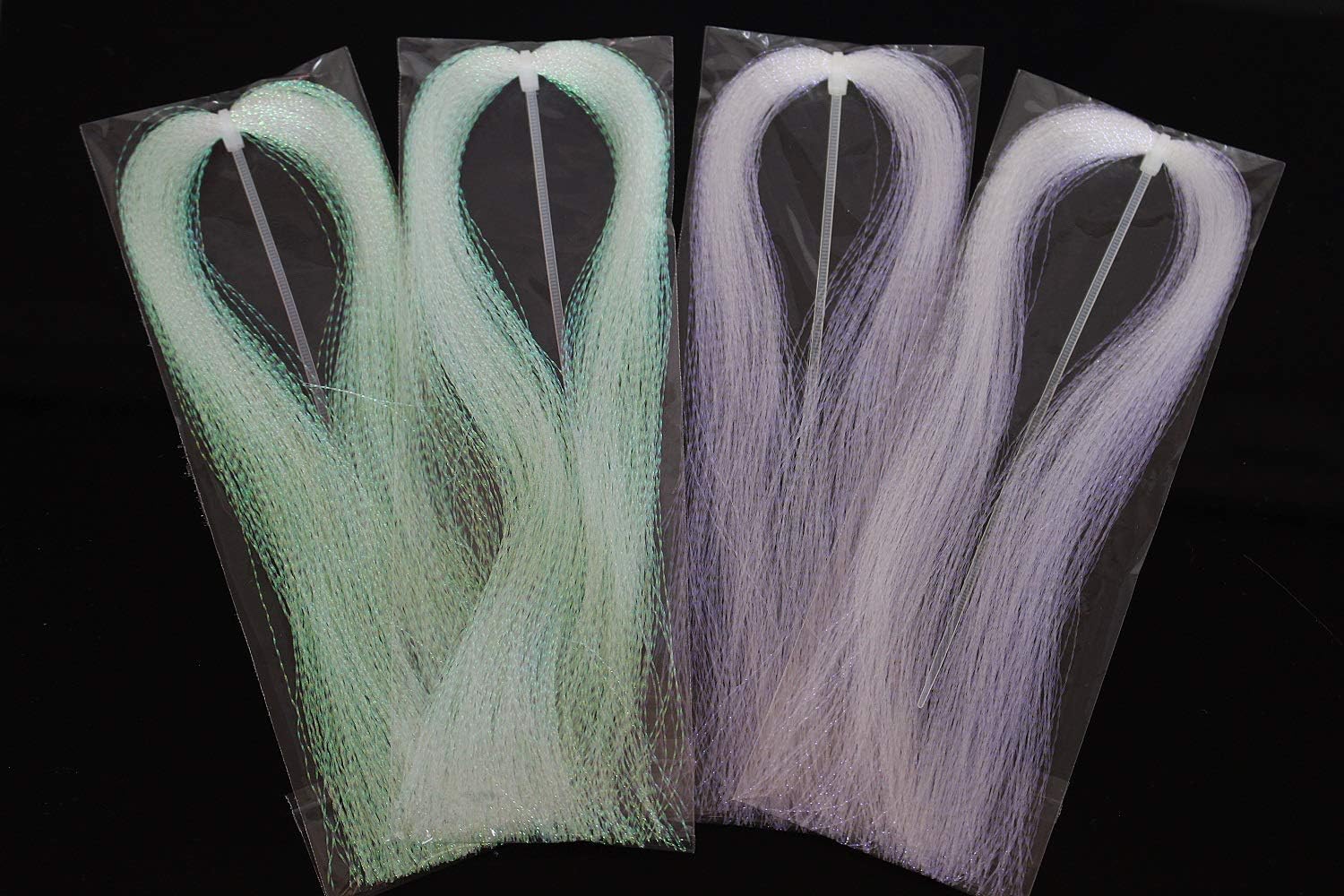 Hot 4 packs Pearl&Violet Crystal Flash Holographic Tinsel Krystal Twisted Flashabou Sparkle Streamer Fly Tying Materials