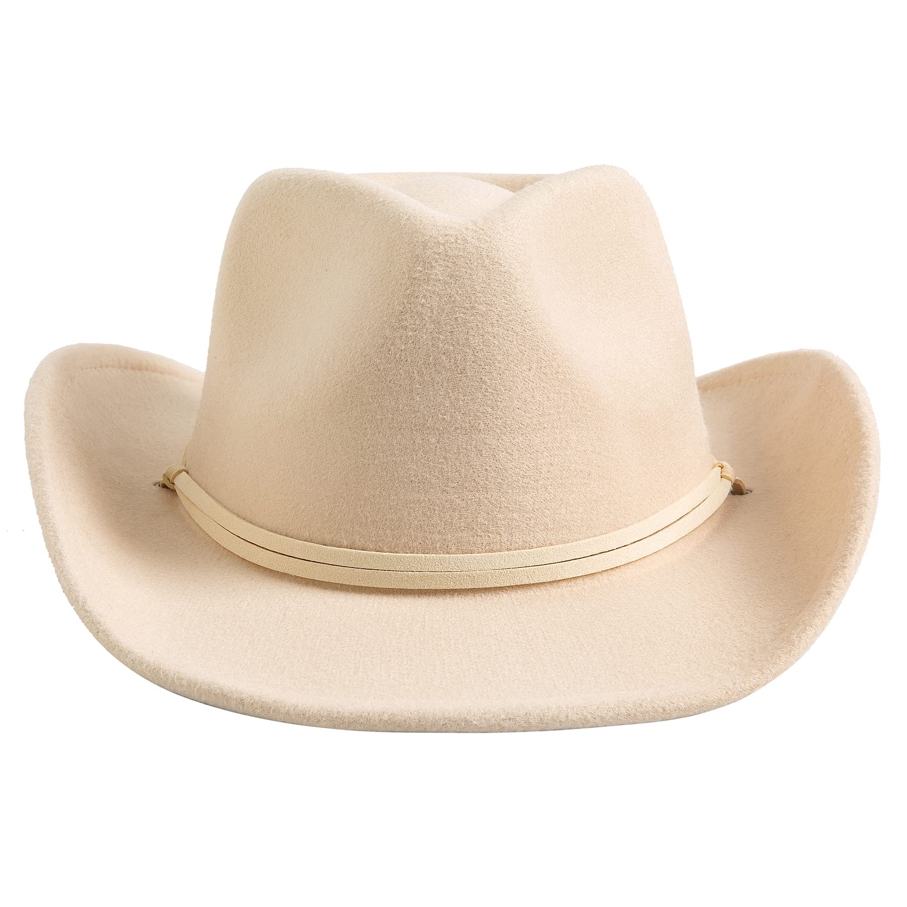 Lanzom Cappello da cowgirl in feltro retrò a tesa larga da cowboy occidentale per bambini e ragazzi con cordino antivento