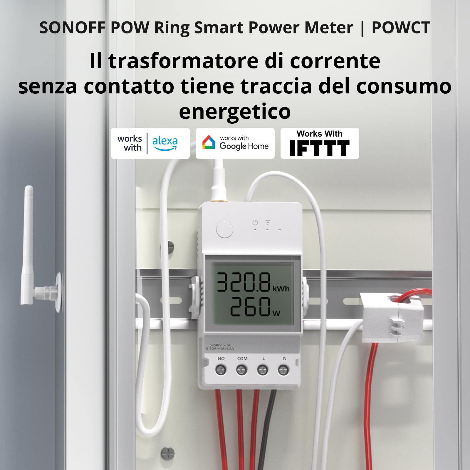 SONOFF Misuratore di Consumo Energetico WiFi POWCT Bianco