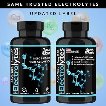 Complete Electrolyte Supplement Pills High Absorption | Cmax Potassium Chloride Magnesium Sodium Calcium Zinc | Boost Endurance Muscle Recovery Mental Focus | Salt Electrolytes Tablets | Keto Friendly