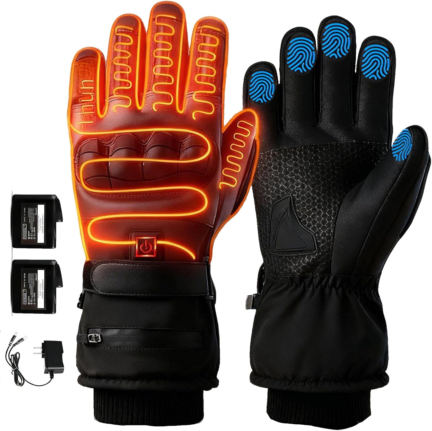Heated Gloves for Men Women, 7.4V 5000mAh Rechargeable Battery Powered, Waterproof Windproof Hand Warmers Electric Heating Ski for Cold Weather Motorcycle Skiing Riding, Hiking, Snowboarding Hunting