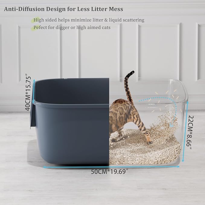 Caja de arena grande para gatos Vealind 50x40x22 cm miniatura 3