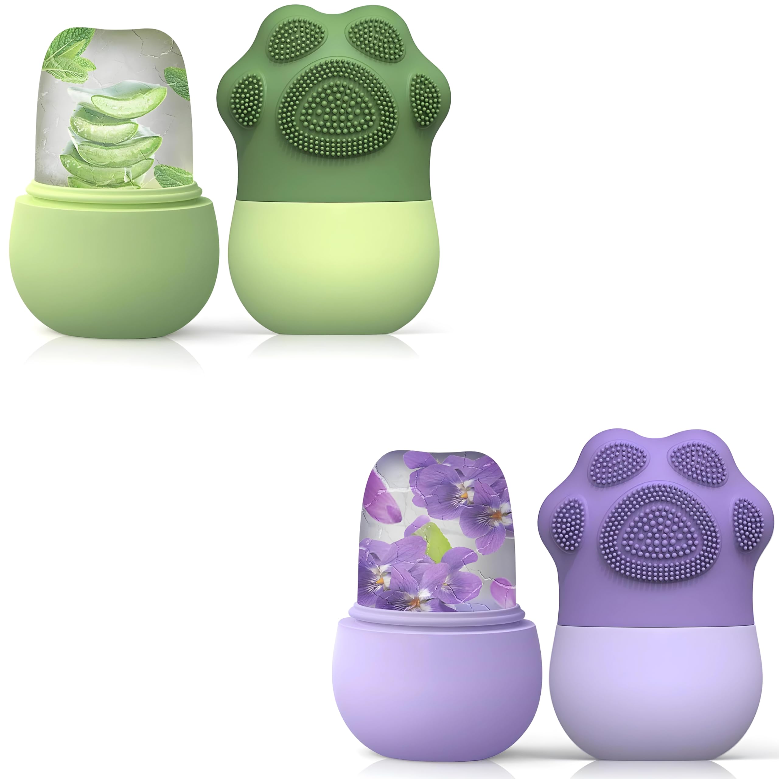 Kitch cuT Combo of 2 Pcs Ice Roller for Face - Premium Face Massager for Glowing Skin Ideal for Daily Skin Care Routine, face roller for women, (Green/Purple)